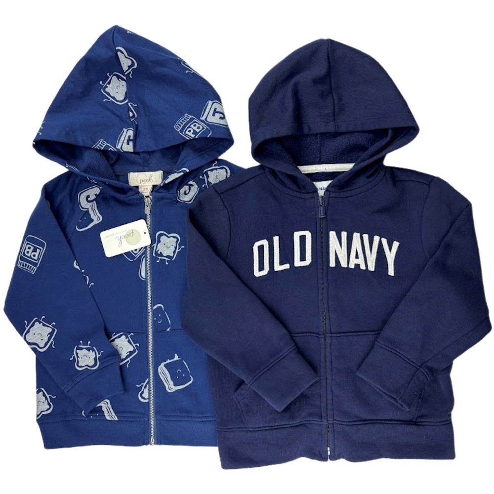 Peek Old Navy 3T Blue Zip Up Hoodie Lot Peanut Butter Jelly Jacket Navy Toddler‎
